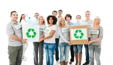 Group of people recycling