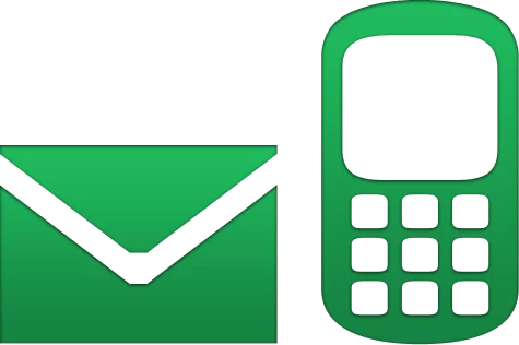 Green mail and phone Icons